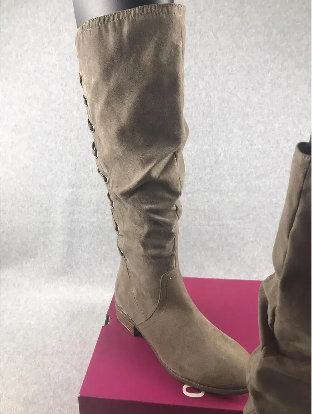 SO Knee-High Boots Womens 10 Othonna Faux Suede Knitted Backing